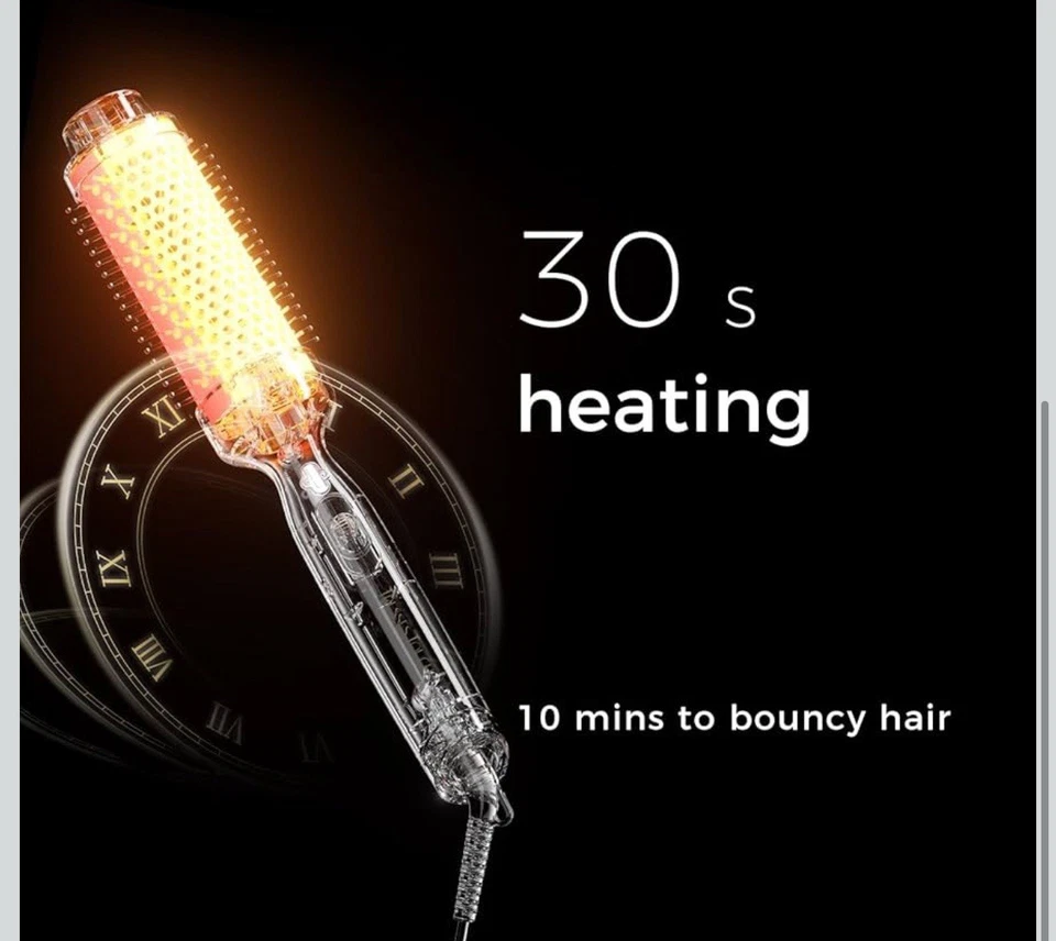 Hot Round Brush Comb 45mm Heated Styling Thermal Straightener Curler Dry Wet Use - Image 4 of 4