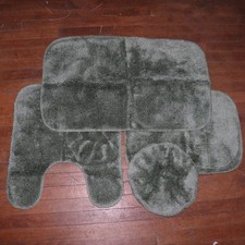 Traditional Solid Plush Rectangle Bath Rug Set Deep Fern Green 4-pc/Set