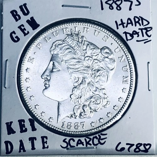 1887 S BU GEM MORGAN SILVER DOLLAR UNC MS+++ U.S. MINT RARE KEY COIN 6788
