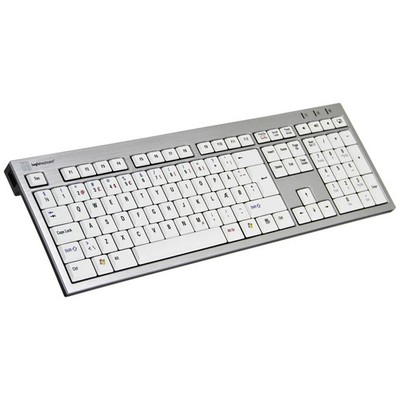 Logickeyboard Tastatur Keyboard DE QWERTZ Grau Multimediatasten USB Hub Windows