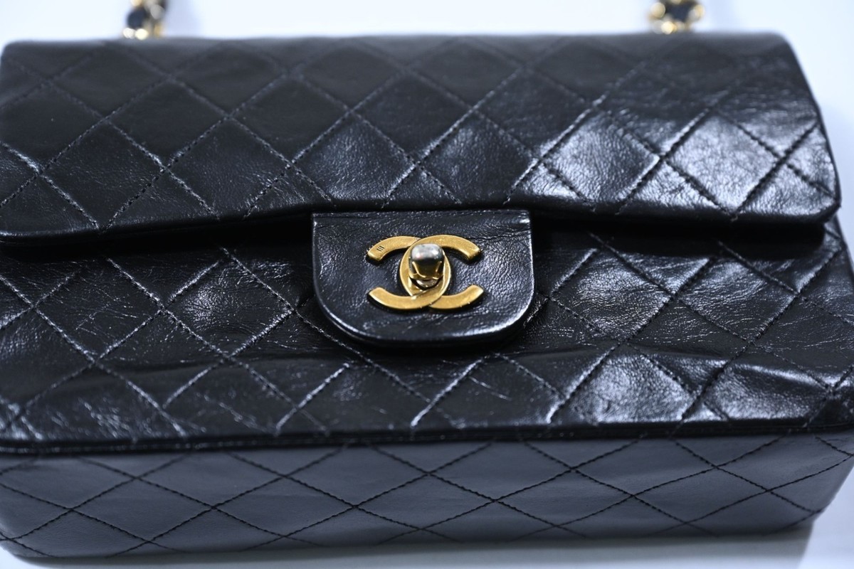Chanel Vintage 90s Classic Small Double Flap Bag in Black | eBay