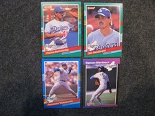 (4) 1989- 91 Topps Dodgers - Hernandez 711/Neidlinger713/Valenzuela 127/Martinez