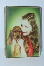 VTG Tin Box Edward Sharp & Sons Ltd. England Girl & Dog Advertising 10”