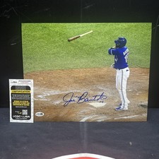 Jose Bautista Autographed Toronto Blue Jays The Bat Flip 11x14 Photo JSA COA