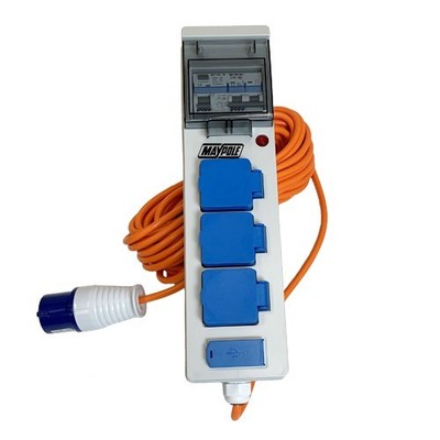 MAYPOLE UK Camping Stromanschluss Netzteil - 15 m Kabel mit USB