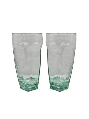 Libbey Chivalry Green Flat Cooler 6 1/4'' Water Glass Tumbler Set Of 2