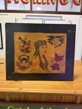 Vintage Tattoo Flash Art Mounted Board Wally Eagle Tattoo Artist Folk Display