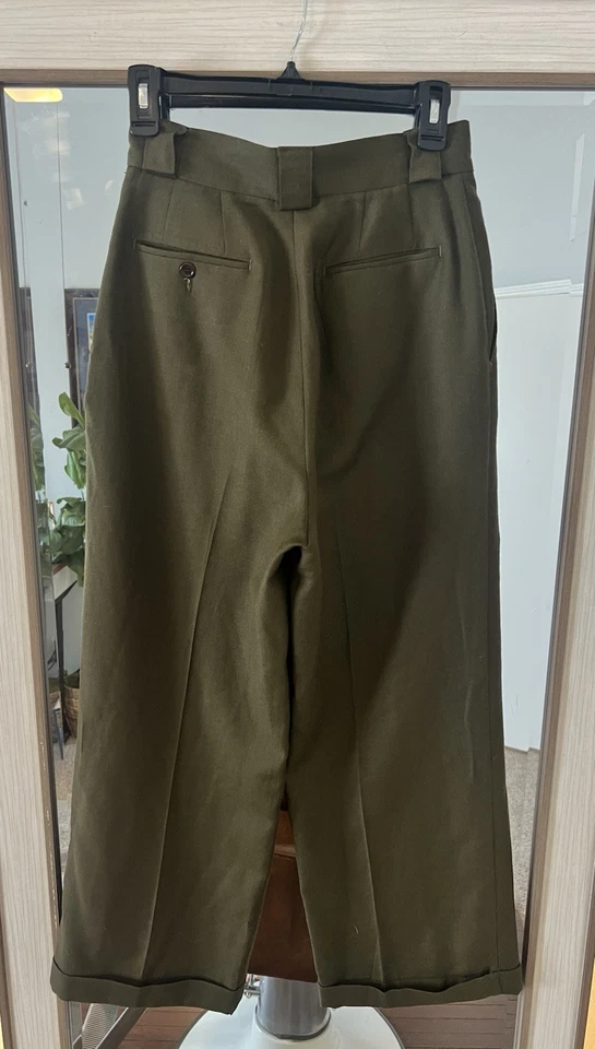 J. Pantalón ancho Crew Essential en mezcla de lana de estudio italiano verde oliva talla 6 Foto 2 de 4