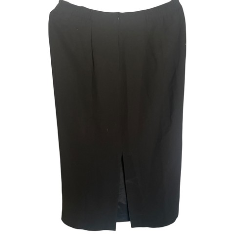 Rena Rowan Black Pencil Skirt Size 16W Career Office Stretch Lined Split Back - Picture 7 of 7