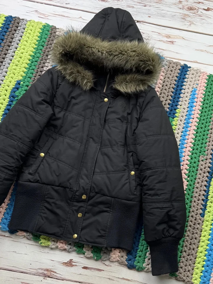 Adidas винтажный укороченный куртка с искусственным мехом капюшон женский размер M - Изображение 3 из 4