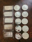 15 Troy Oz Silver Indian head Buffalo Rounds And  Silver Bars  .999  Fine Silver