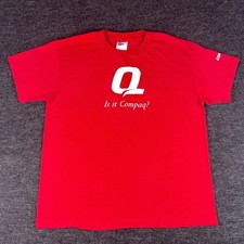 Vintage Compaq Shirt Mens Red Large Technology Promo USA Made Graphic Tee 90s