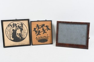 Q92M19 2x silhouette children's dance and others signed Gerda Luise Schmidt frame around 1900