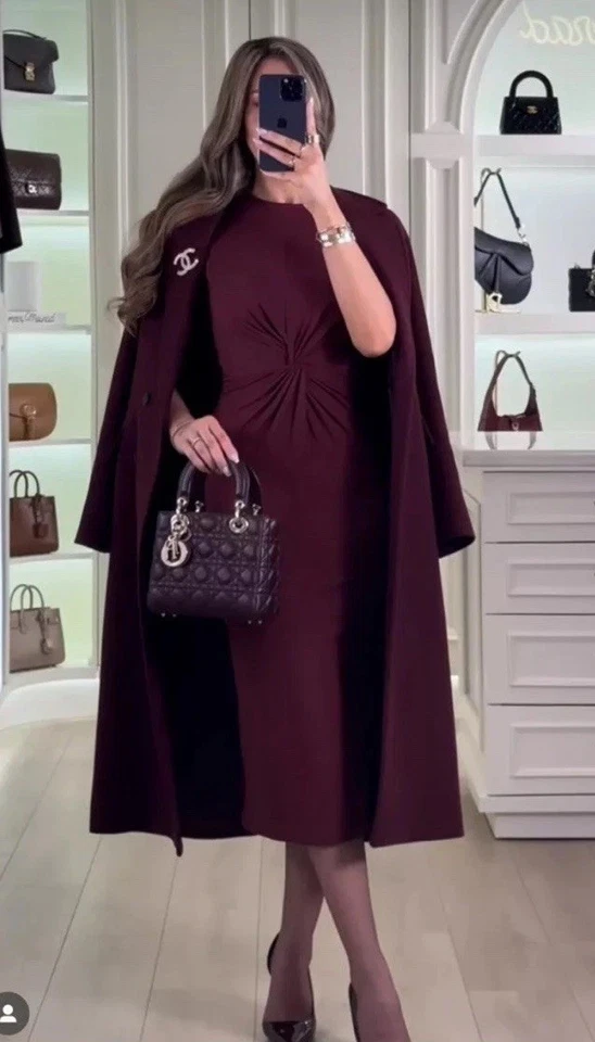 ZARA ZW COLLECTION WOOL BLEND COAT BURGUNDY NEW FW24/25 SIZES XL 9231/756 - Image 2 of 4