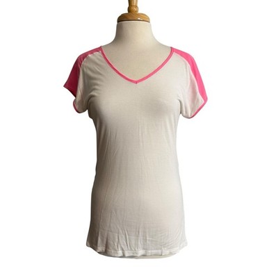 New York & Company Hot Pink and White Short Sleeve Tee size Medium