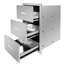 17W x 30H x 21D Inch Stainless Steel Double Access Outdoor Kitchen Drawer