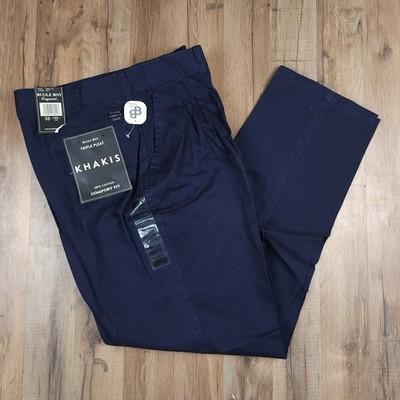 Vintage Bugle Boy Original Khaki Pants Mens 38x34 Navy Blue NWT Triple Pleat 90s