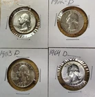 1961D, 1962D, 1963D, 1964D washington quarter set UNC