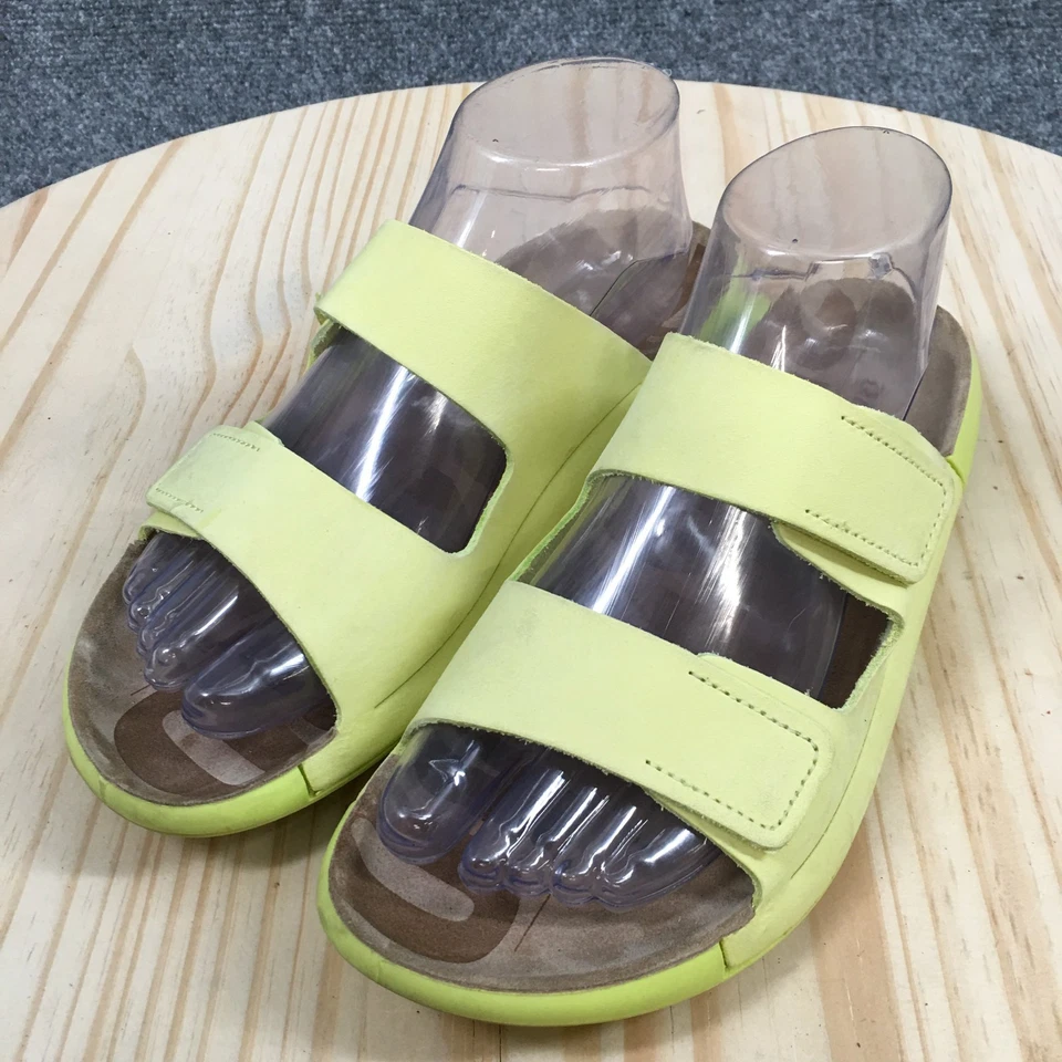 Sandalias ECCO para mujer 38 2nd Cozmo informales sin cordones planas deslizables cuero verde lima Foto 3 de 4