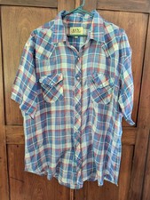 Vintage ELY Cattleman Pearl Snap Short Sleeve Western Rodeo Shirt Men's XL