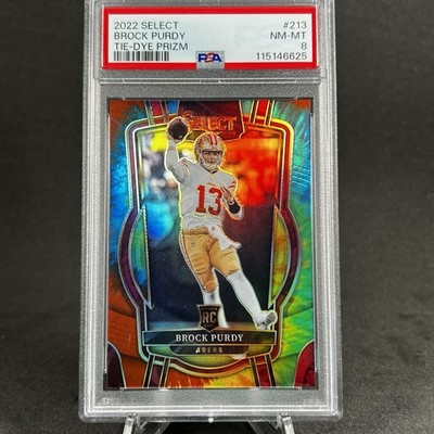 Panini 2022 Select Brock Purdy Club Level Tie-Dye Prizm Rookie #213 /25