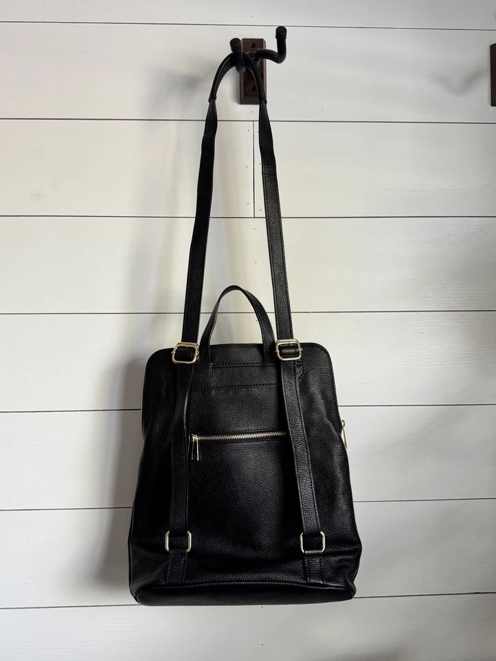 Mochila o Monedero Vera Pelle Cuero Negro Suave Hecho en Italia Foto 3 de 4