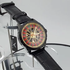 Automatic Mechanical Roulette Spinning Dial Watch With See Through Back New 3801