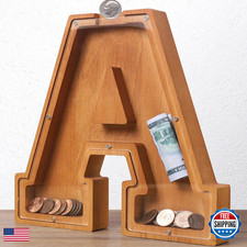 Hodnszrit Wooden Letter Piggy Bank For Kids Boys Girls Large 26 Alphabet Money