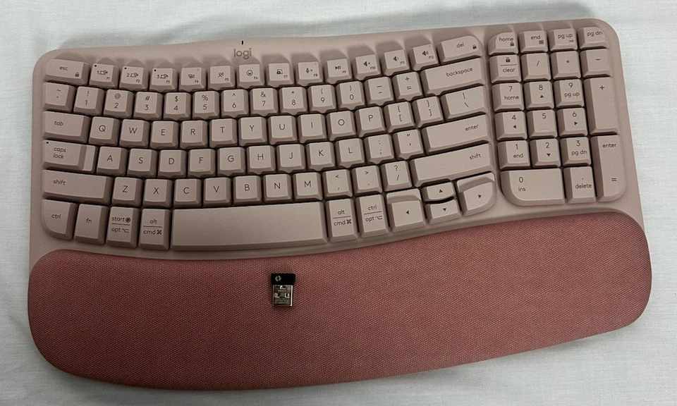 New Wave Keys Ergonomic Wireless Keyboard - Rose Pink, Cushioned Palm Rest Gifts - Image 4 of 4