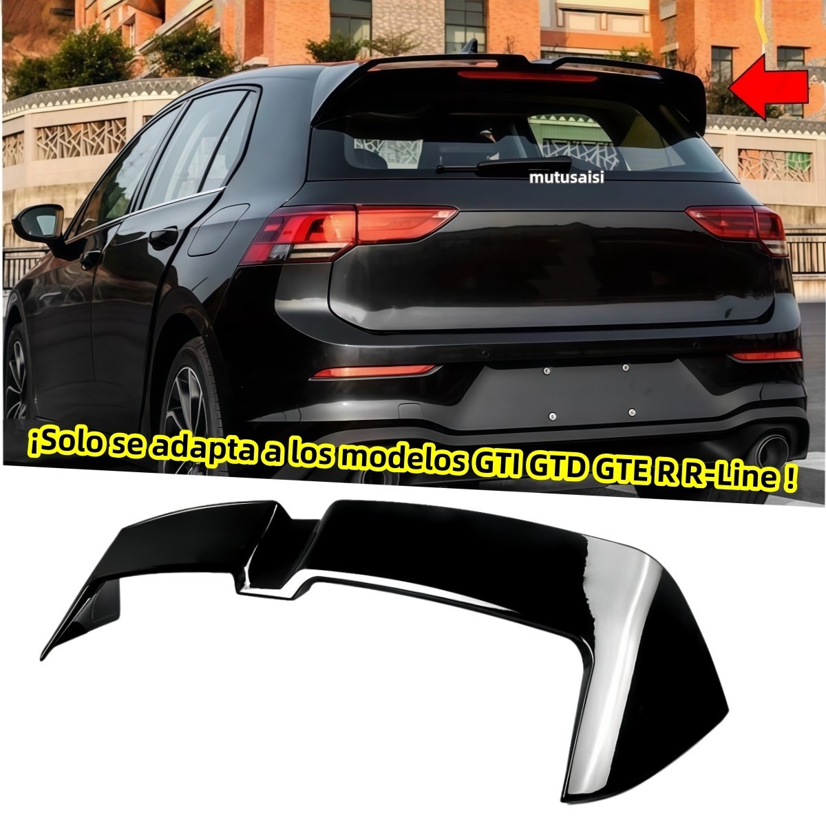 Spoiler techo trasero Para VW Golf 8 VIII (Sólo GTI R) Alerón medallón trasero