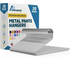 Open-Ended Metal Pants Hangers 30 PCS Non-Slip Space Saving Design White