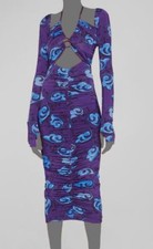 $750 Versace Jeans Couture Women's Purple Twig Cutout Halter Dress Size 4