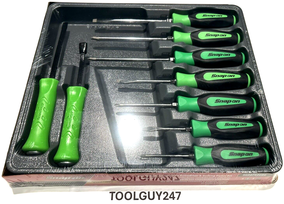 Snap-on TOOLS SGDXPB90B 9Pc+ Green Soft Grip Screwdriver