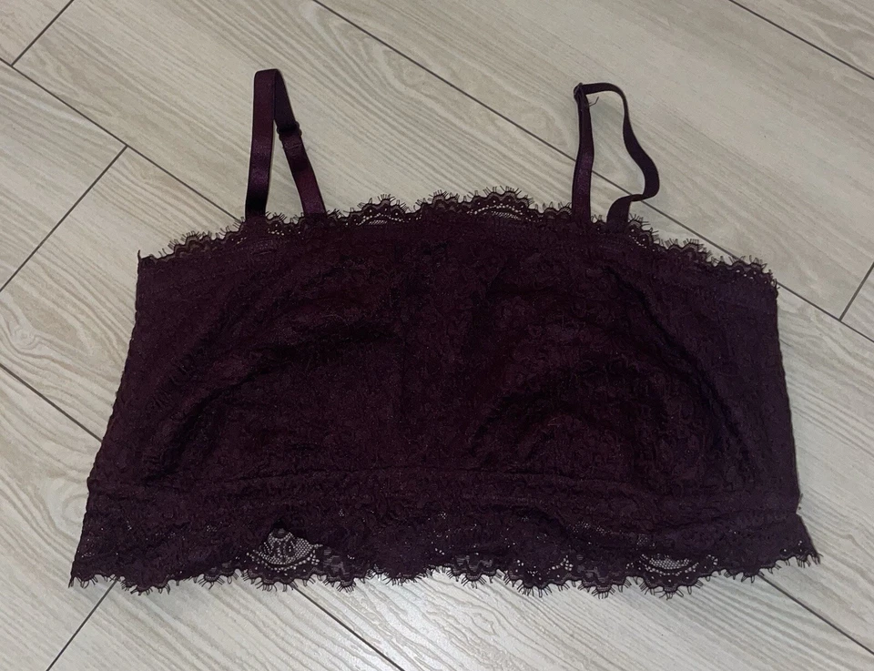 Aerie Lace Bralette Bra Unlined Wire Free Strapless Womens XL XLarge Purple - Image 2 of 4