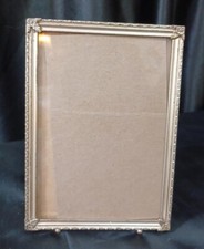 Vintage Ornate Footed Gold Metal Photo Frame 5" X 7" MCM Easel Velvet Back
