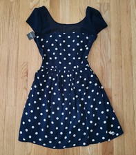 NWT Abercrombie Women Sun Dress Vintage Y2K Polka Dot Chiffon Top Sexy Back Slim