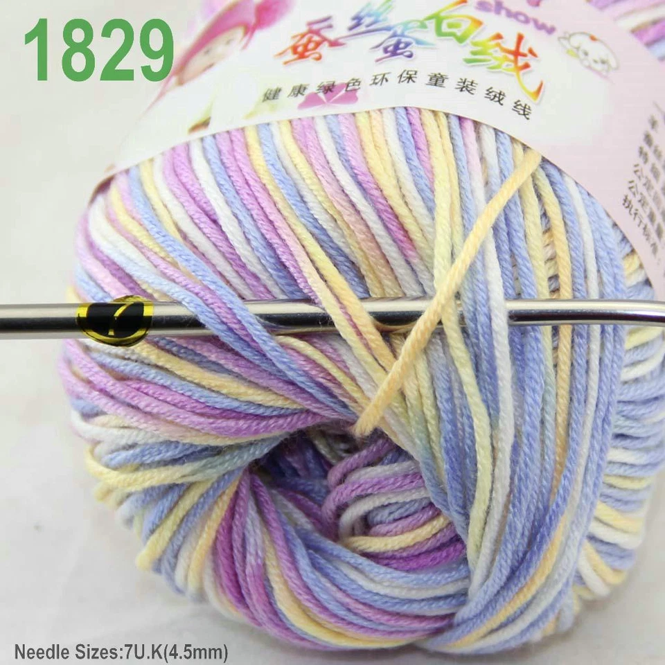 SALE 3 balls x50gr Cashmere Silk velvet Hand Knitting baby Yarn blue Violet 1829 - Image 4 of 4