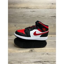 Nike Air Jordan 1 Mid GS Size 6.5Y Black Fire Red White 554725 079