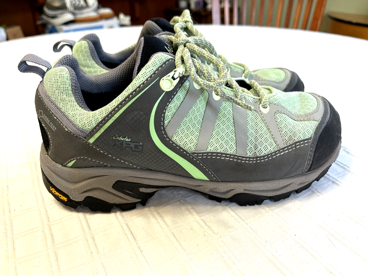 Cabelas XPG Vibram Waterproof Gore-Tex Hiking Trail Walking Shoes  Green-Gray