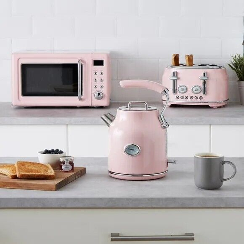Lovely Pink Kitchen Set Microwave Kettle Toaster Pink