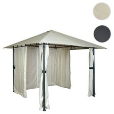 Pergola HWC-J63, Gazebo da Giardino Copertura Terrazza con Parete Laterale 3x3m