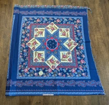 1Yd/44"VTG/USA 100%cotton SPRING' PANEL w/4 - 16"sq FLORAL Pcs x QUILT/CRAFT NEW