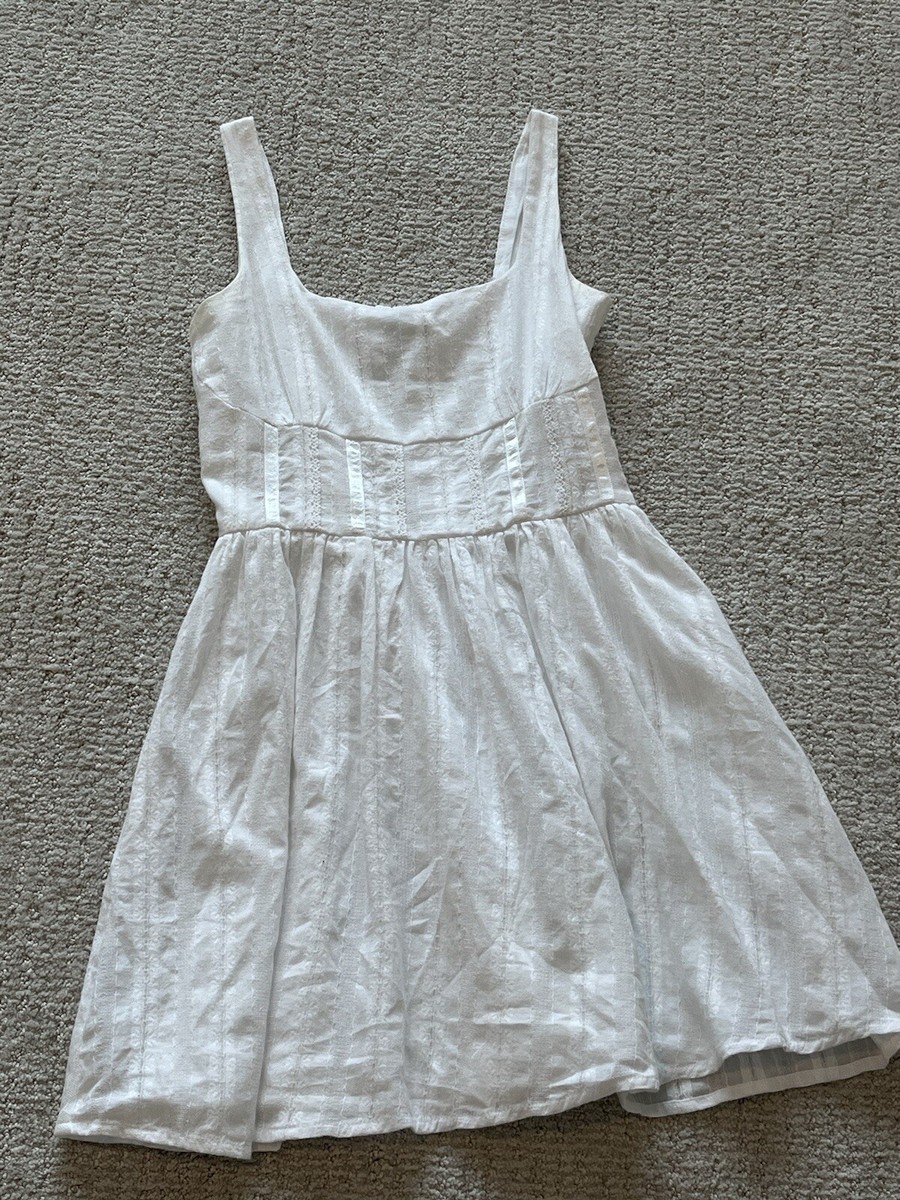 Used Once! Princess Polly Size LORINDA MINI DRESS WHITE LOW
