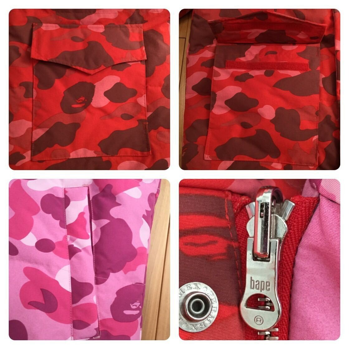 BAPE Reversible Down jacket red pink camo A Bathing Ape Size XL | eBay