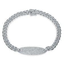 Diamond Chain Link Bracelet Cuban 14K White Gold Rope Pave Oval Bar Round 0.56CT
