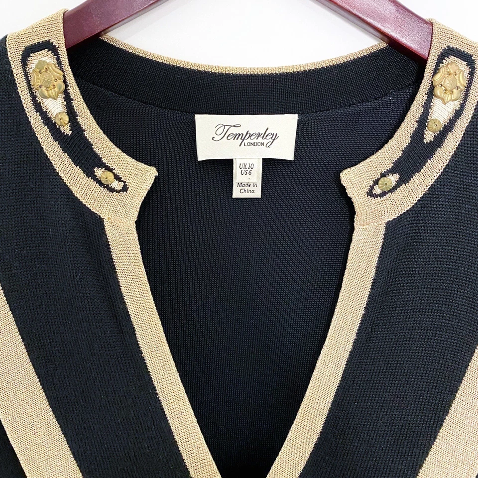 Temperley London • Vestido Cleopatra Tejido Intarsia Negro y Dorado Talla US6 / UK10 EUC Foto 3 de 4