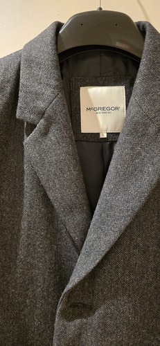 McGregor men's wool herringbone overcoat - Dark Grey Mélange - Brand New Tagged - Picture 3 of 8