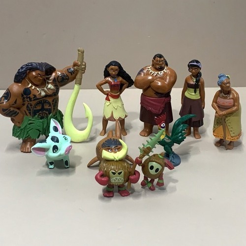 10pcs Disney Moana Maui Heyhey Pua Coconuts Playset Animated Figures Cake Tooper - Picture 6 of 8
