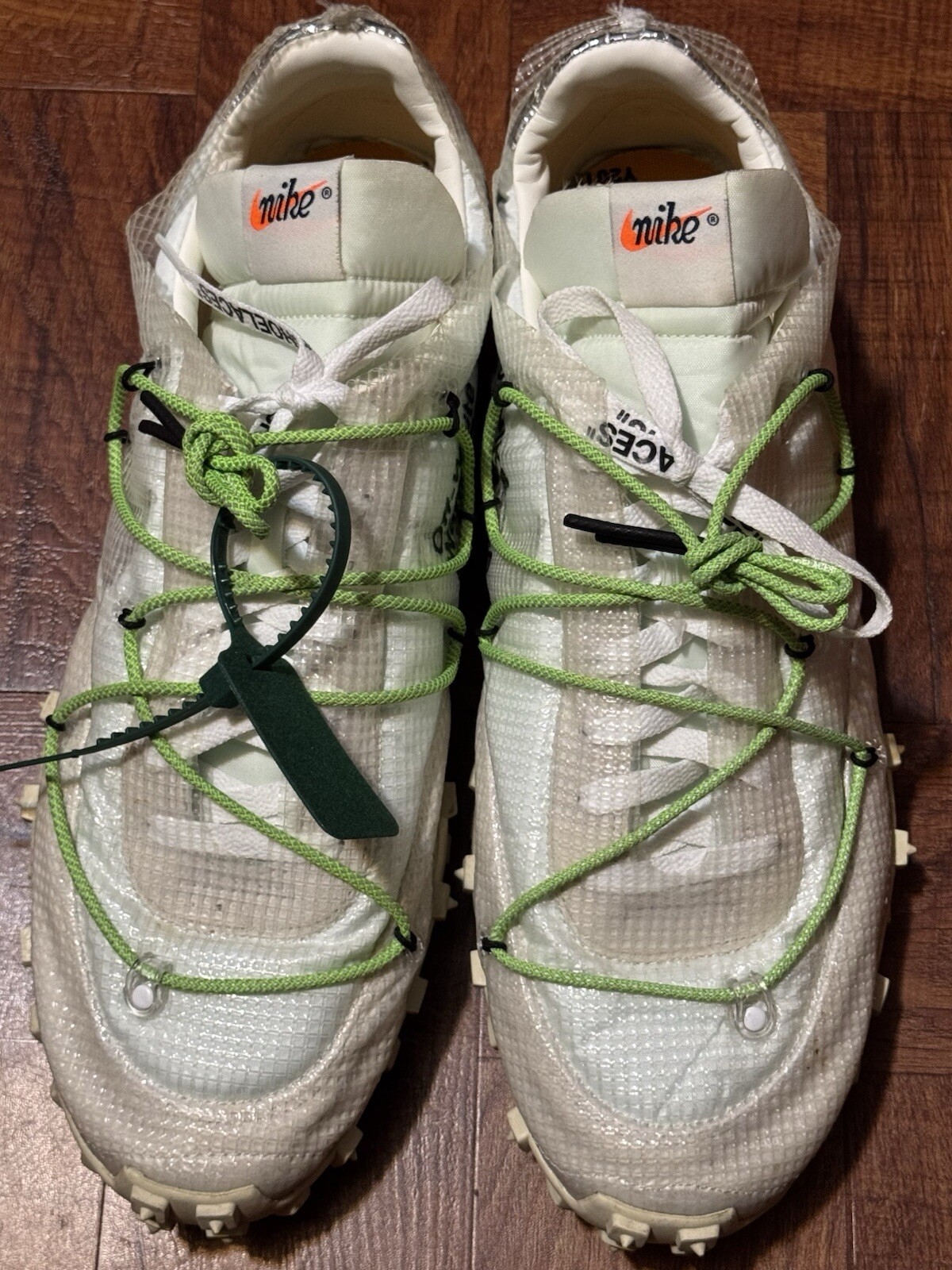 OFF WHITE X NIKE Taglia 15 5 Nike Off White x Waffle Racer verde elettrico con