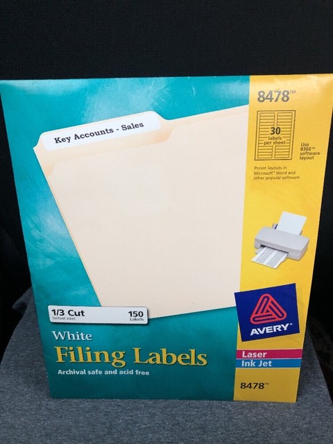 7 Avery 8478 File Folder Labels for Laser and Inkjet Printers White Acid for sale online | eBay